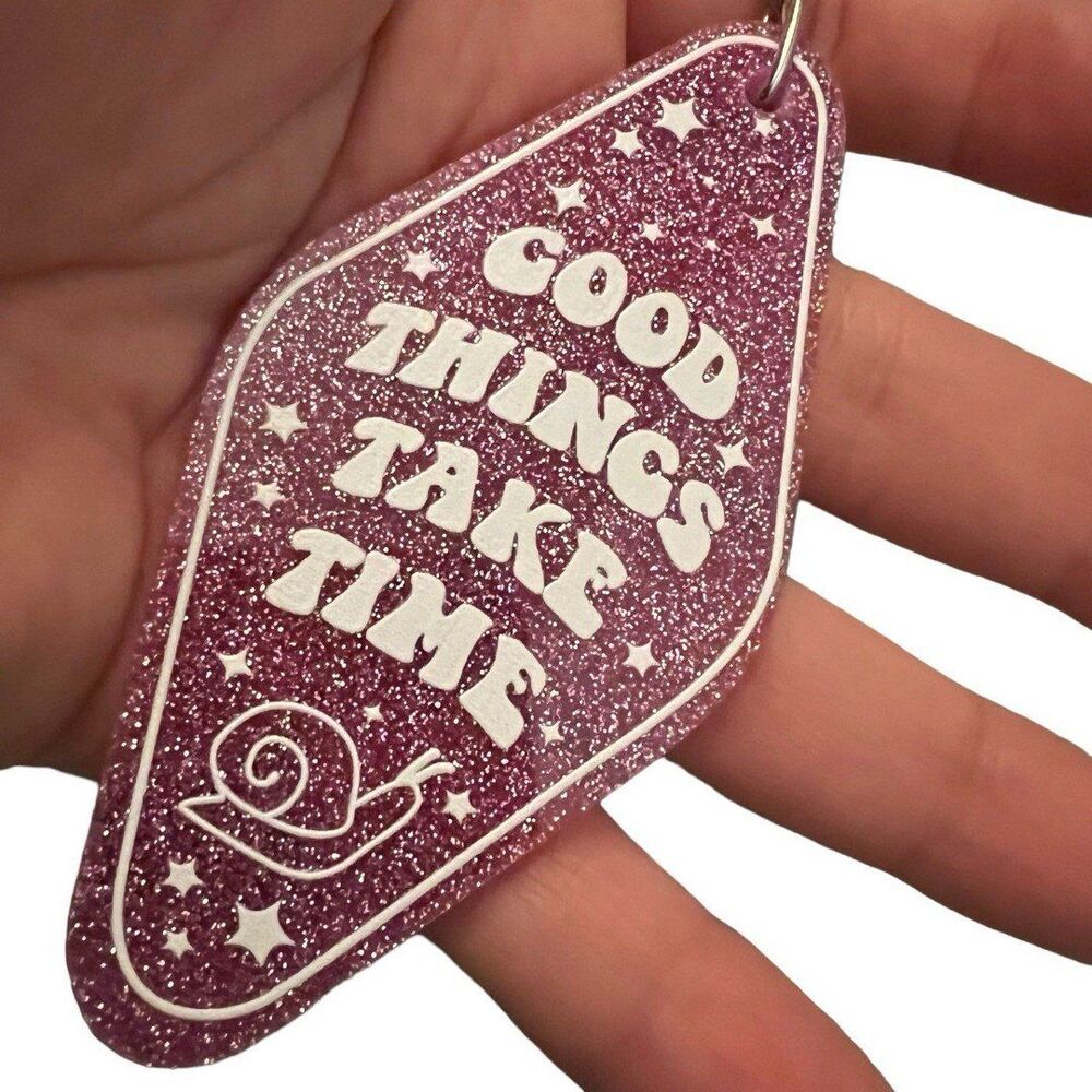 Purple Glitter Resin Motel Keychain